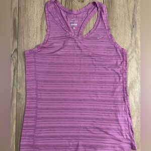 Set of 2 Nike Breeze Purple Striped & Gray Striped Dri-FIT Racerback Tanks